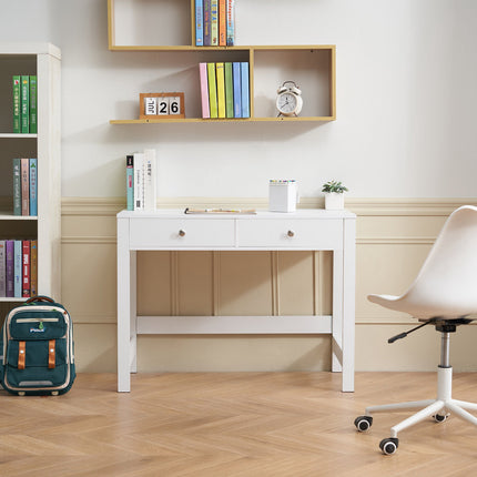 Kids Study Desk with 2 Drawers, White MDF, 39 Inch