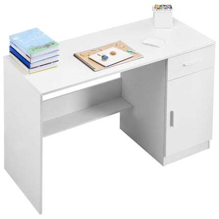 Kids Study Desk with Drawer and Adjustable Shelf, White