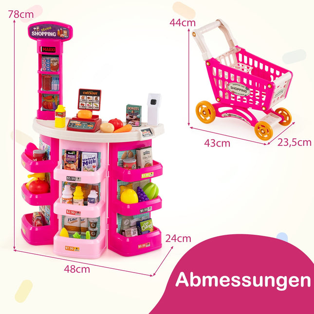 Dětský supermarket s vozíkem, váhou a skenerem