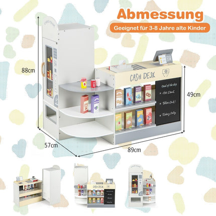 Dětský supermarket s pokladnou a tabulí na křídu