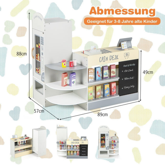 Dětský supermarket s pokladnou a tabulí na křídu