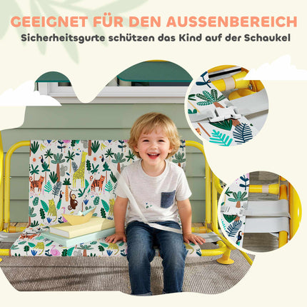 Kids Swing Seat with Adjustable Canopy, 2-Seater, Green