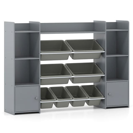 Dětský organizér na hračky, 4patrový, 8 boxů, šedý