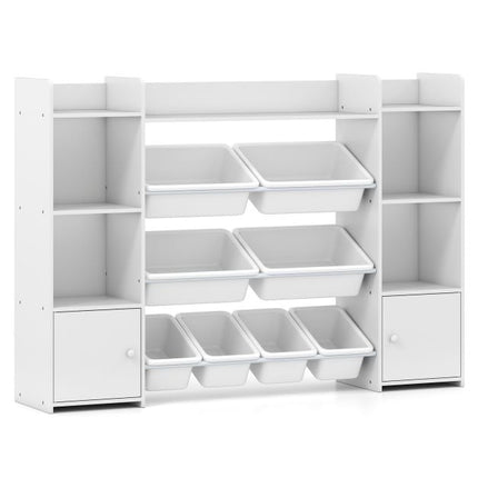 Dětský organizér na hračky, 4patrový, 8 boxů, bílý