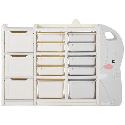 Kids Toy Storage Organizer – 4-Tier Elephant, 10 Bins