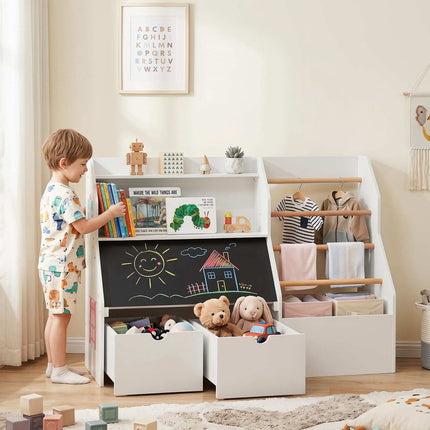 Kids Toy Storage Organizer with Blackboard & Wheels