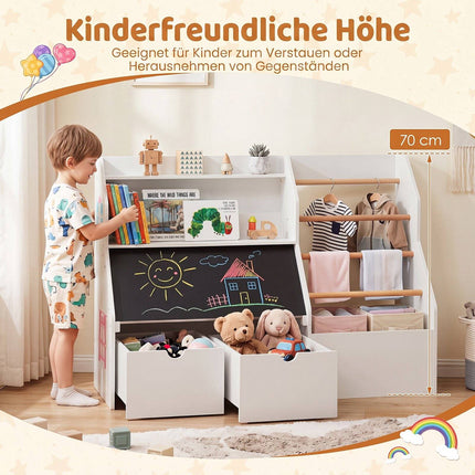 Kids Toy Storage Organizer with Blackboard & Wheels