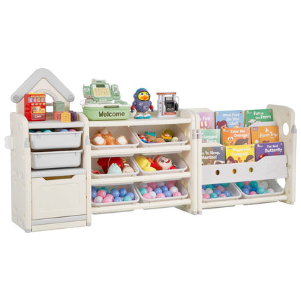 Kids Toy Storage Organizer with Bookshelf, 10 Bins