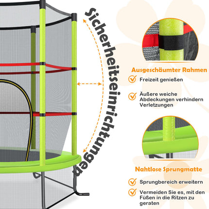 Kinder-Trampolin mit Sicherheitsnetz, 165cm, 135kg Tragkraft