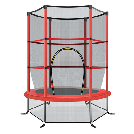 Dětská trampolína s ochrannou sítí, 165cm, nosnost 135kg, červená