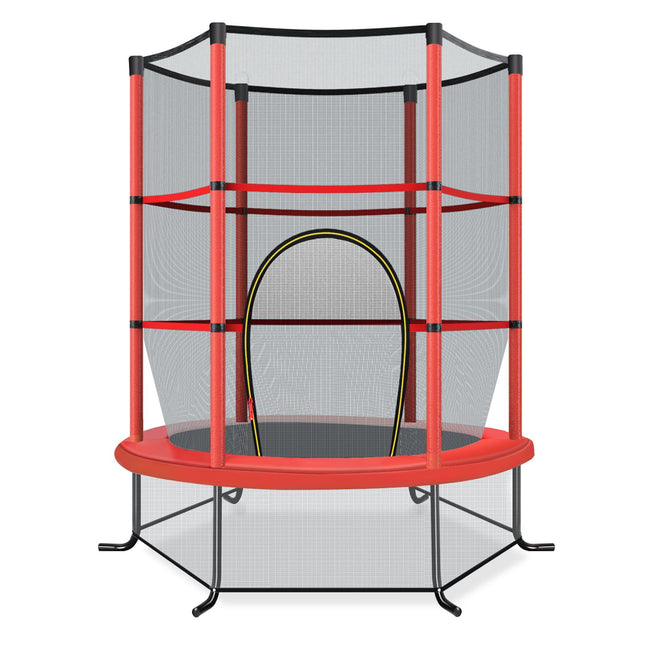Dětská trampolína s ochrannou sítí, 165cm, nosnost 135kg, červená