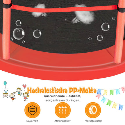 Dětská trampolína s ochrannou sítí, 165cm, nosnost 135kg, červená
