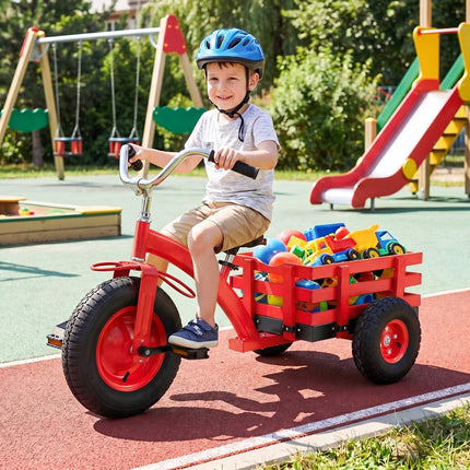 Kids Tricycle with 15" Rubber Tires, Adjustable Seat