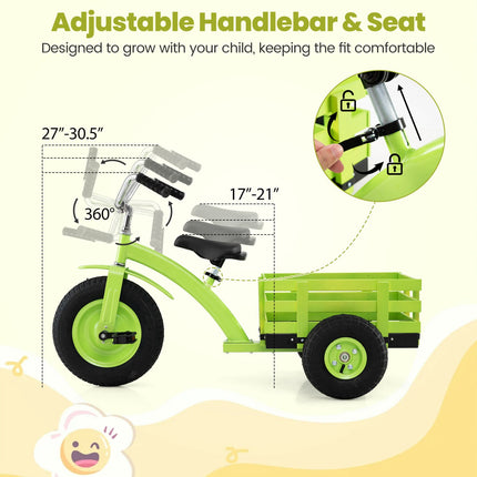 Kids Tricycle with 15" Rubber Tires, Adjustable Seat