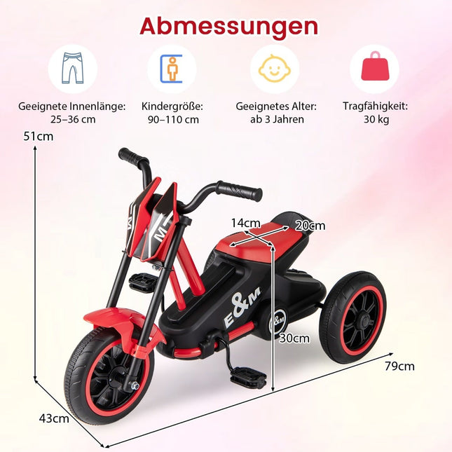 Dětská tříkolka s pedály, červená, od 3 let