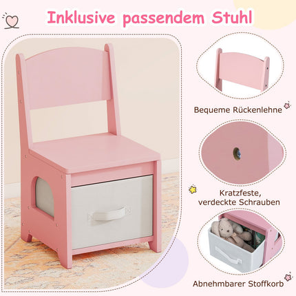 Dětský toaletní stolek s LED zrcadlem ve 3 barvách, růžový
