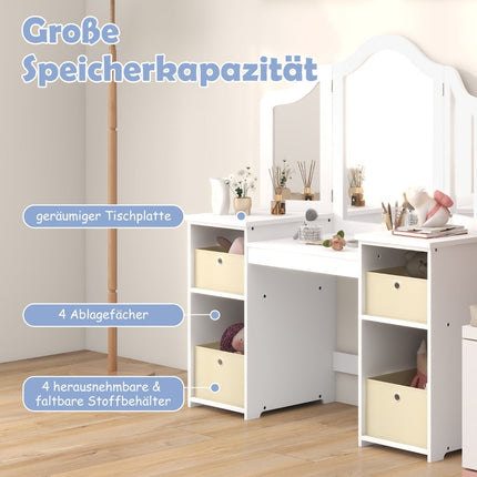 Kids Vanity Table with Detachable Mirror & Storage