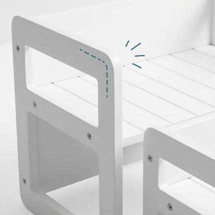 Kids White MDF Seating Set – Table & 2 Stools