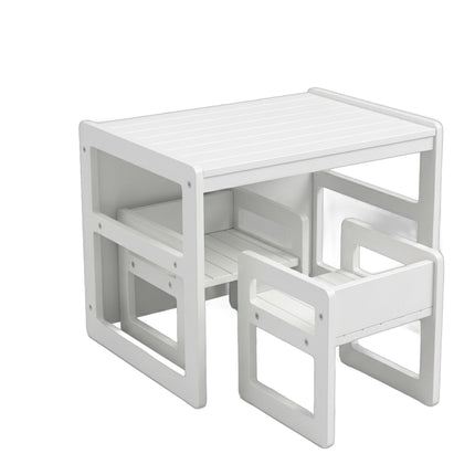 Kids White MDF Seating Set – Table & 2 Stools