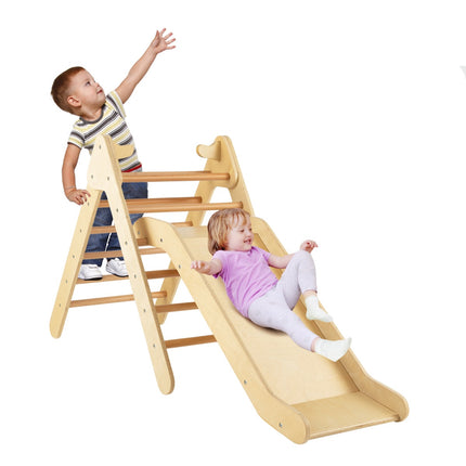 Kletterdreieck-Set für Kinder aus Holz mit verstellbarer Rutsche