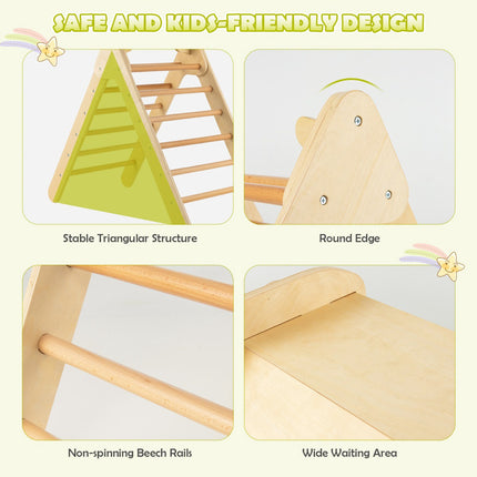 Kletterdreieck-Set für Kinder aus Holz mit verstellbarer Rutsche