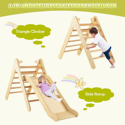 Kletterdreieck-Set für Kinder aus Holz mit verstellbarer Rutsche