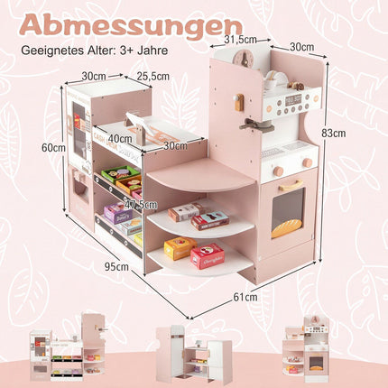 Kids Wooden Grocery Store Playset – Pink Supermarket
