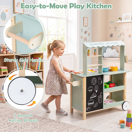 Kids Wooden Kitchen Playset with Cookware Accessories