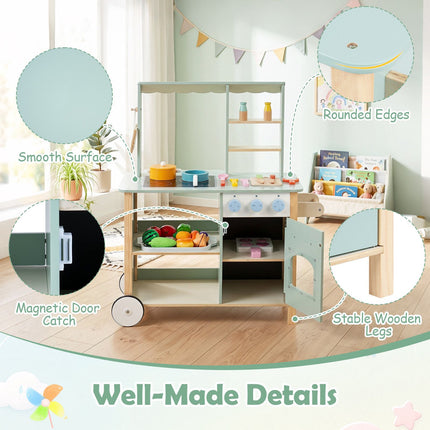 Kids Wooden Kitchen Playset with Cookware Accessories