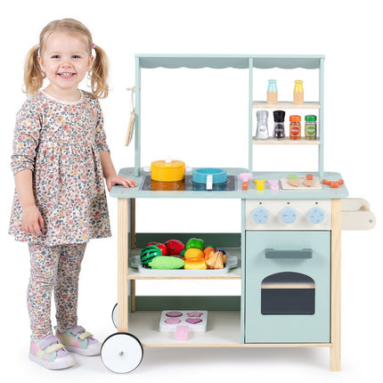 Kids Wooden Kitchen Playset with Cookware Accessories