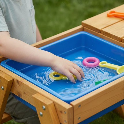 Kids Wooden Seating Set with Water & Sand Table