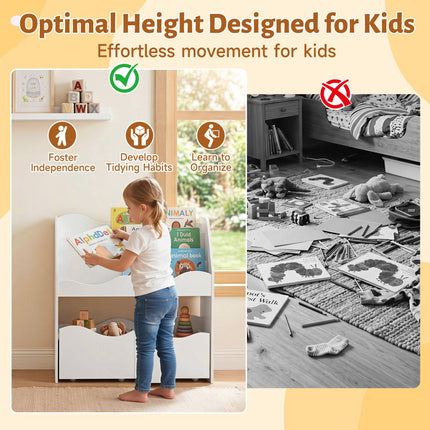 Kids Wooden Storage Organizer with Rolling Drawers, White