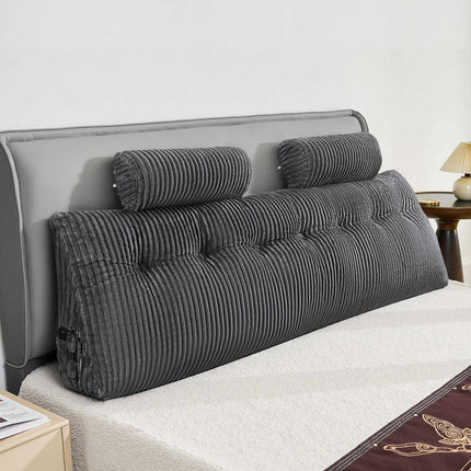 King Headboard Wedge Pillow, 2 Pockets, Washable Velvet Cover