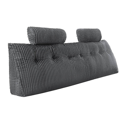 King Headboard Wedge Pillow, 2 Pockets, Washable Velvet Cover