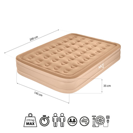 Nafukovací matrace King Size pro dva s elektrickou pumpou, béžová