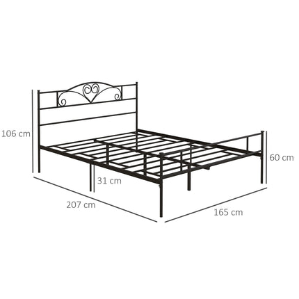King-Size Steel Bed Frame 160x200 cm with Storage