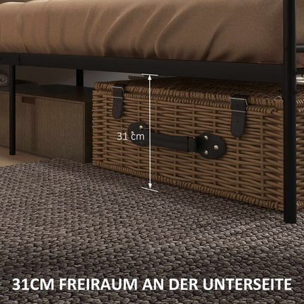 King-Size Steel Bed Frame 160x200 cm with Storage