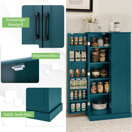 Kitchen Cabinet with Adjustable Shelves, Green, 2 Doors