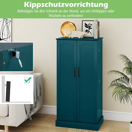 Kitchen Cabinet with Adjustable Shelves, Green, 2 Doors