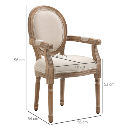 Cream upholstered dining chair, wooden legs, 150 kg capacity