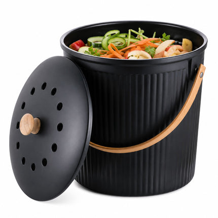 Kuchyňský koš na bioodpad 5.6L, černý, uhlíkové filtry