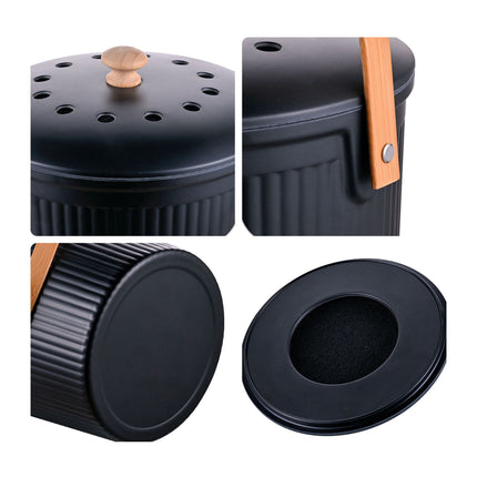 Kuchyňský koš na bioodpad 5.6L, černý, uhlíkové filtry