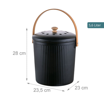 Kuchyňský koš na bioodpad 5.6L, černý, uhlíkové filtry