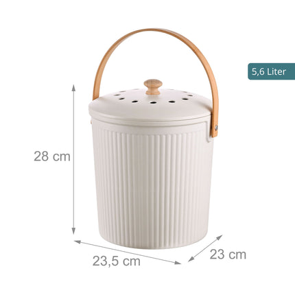 Kuchyňský koš na bioodpad 5.6L – bílý, uhlíkové filtry