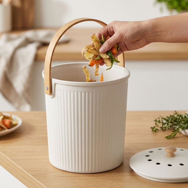 Kuchyňský koš na bioodpad 5.6L – bílý, uhlíkové filtry