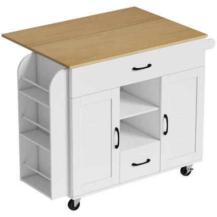Kuchyňský ostrůvek s rozkládací deskou, tlumené dovírání, MDF, bílý