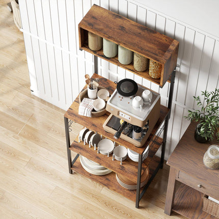 Kitchen Shelf with 5 Hooks, 5 Shelves, Outlet, Steel, 60x42x153 cm