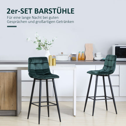 Sametová barová stolička, sada 2 ks, protiskluzová, moderní design
