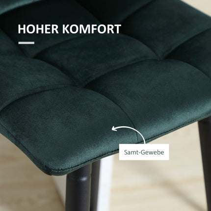 Sametová barová stolička, sada 2 ks, protiskluzová, moderní design