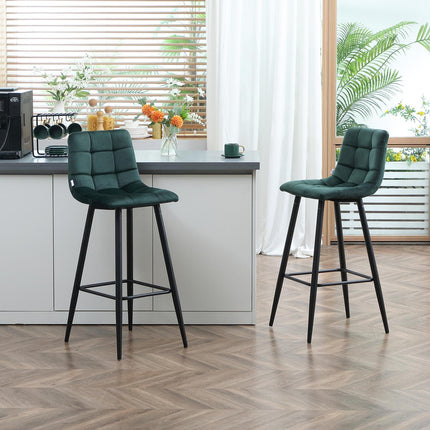 Sametová barová stolička, sada 2 ks, protiskluzová, moderní design